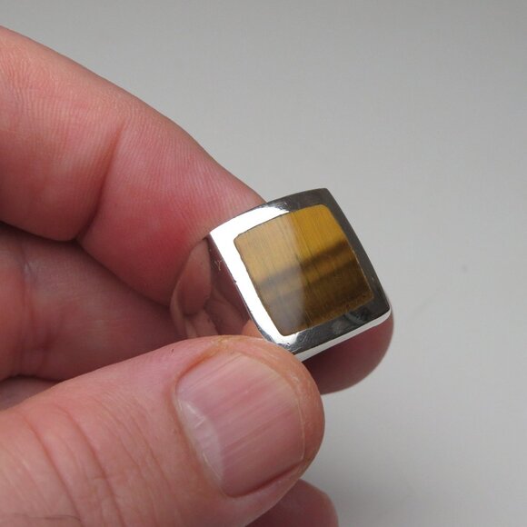 *925 Sterling Silver Tiger eye TibetMen's Ring